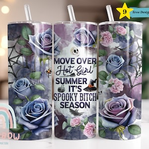Spooky Season Tumbler, Halloween Tumbler Wrap, Spooky Bitch Season Tumbler, Sublimation Tumbler, Design Download, Skinny 20oz Tumbler Wrap