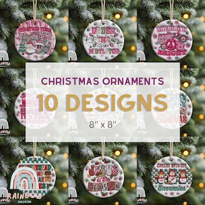 Lot de 10 décorations de Noël, décoration de Noël 3D en sublimation, décoration ronde de Noël, décoration en sublimation, téléchargement numérique