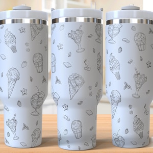 Eisbecher Laser SVG, süßer 40 Unzen Becher Full Wrap Laser zwar, Laser gravierte Aufschrift, Laser Aufschrift für Becher, Wasserflasche Laser SVG