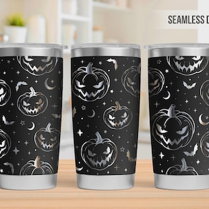 Set di 20 file SVG per laser su bicchieri di Halloween, SVG per laser a copertura totale di bicchieri da 20 once con atmosfera spettrale, SVG per bicchieri di Halloween, file laser per bicchieri, SVG di Halloween immagine 6