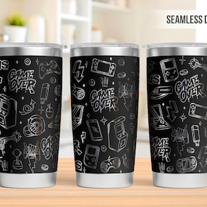 Gamer Tumbler Laser Svg, Game Over 20oz Tumbler Full Wrap Laser Svg, Laser Engraved Svg, Tumbler Laser File, Laser Svg For Tumbler