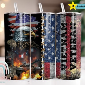 Vietnam Veteran Tumbler Wrap, Patriotic Tumbler Design, Sublimation Design, Digital Download - Skinny 20oz Tumbler Wrap