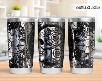 Skull Mandala Tumbler Laser Svg, Skull 40oz Tumbler Full Wrap Laser Svg, Laser Engraved Svg,Tumbler Laser File, Laser Svg Tumbler