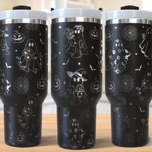Halloween Tumbler Laser Svg, Spooky Ghost 40oz Tumbler Full Wrap Laser Svg,  Laser Engraved Svg, Tumbler Laser File, Laser Svg For Tumbler