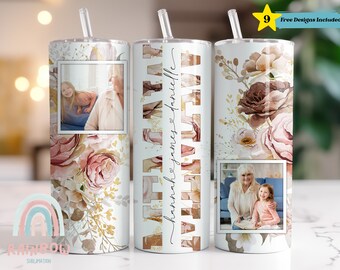 MEMAW Foto Tumbler Wrap, Muttertag Tumbler Design, fügen Sie Ihren Text Tumbler, nahtlose Oma Tumbler, Sublimations-Design, dünne 20 Unzen Wrap
