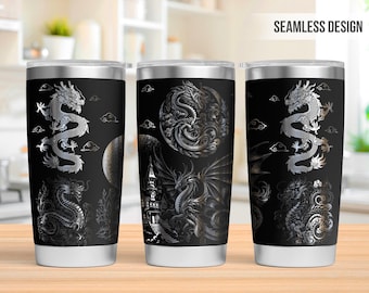 Fantasy Dragon 20oz Tumbler Laser Engraving Wrap, Dragon Tumbler Wrap Svg, 40oz Laser Engraved Svg, Laser Engraving Svg,SVG For Laser Rotary