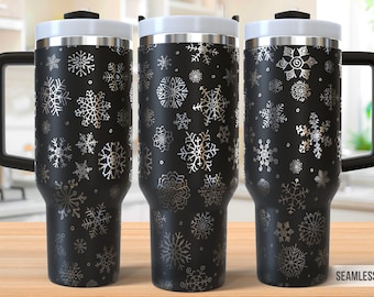 Snowflakes Tumbler Laser Svg, Christmas 40oz Tumbler Full Wrap Laser Svg, Laser Engraved Svg,Tumbler Laser File,Laser Svg For Tumbler