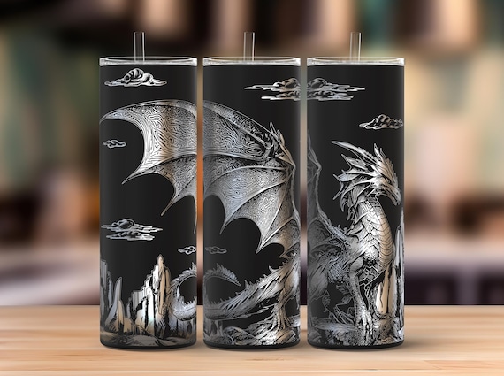 Fantasy Dragon 20oz Skinny Tumbler Laser Engraving Wrap, Dragon Tumbler Wrap Svg,Laser Engraved Svg,Laser Engraving Svg,SVG For Laser Rotary