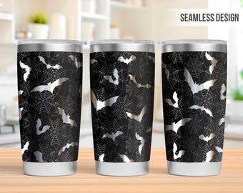 Halloween Tumbler Laser Svg, Bat 40oz Tumbler Full Wrap Laser Svg, Spider Web Laser Engraved Svg, Tumbler Laser File, Laser Svg For Tumbler
