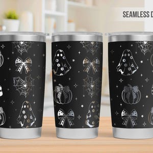 Set di 20 file SVG per laser su bicchieri di Halloween, SVG per laser a copertura totale di bicchieri da 20 once con atmosfera spettrale, SVG per bicchieri di Halloween, file laser per bicchieri, SVG di Halloween immagine 9