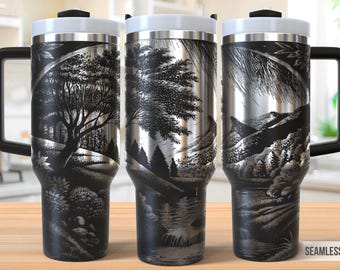 Landscape Tumbler Laser Svg, Nature 40oz Tumbler Full Wrap Laser Svg, Laser Engraved Svg, Tumbler Laser File, Laser Svg For Tumbler