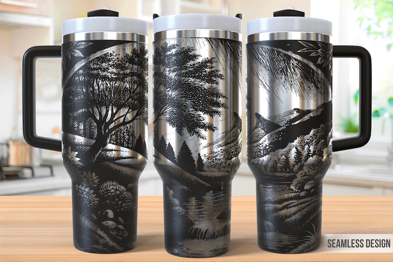 Landscape Tumbler Laser Svg, Nature 40oz Tumbler Full Wrap Laser Svg ...
