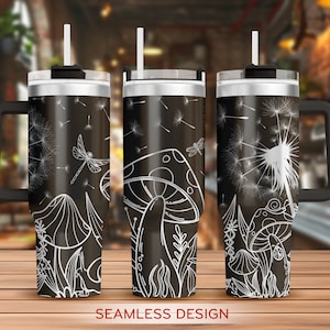 Mushroom Tumbler Laser Svg, Mushroom 40oz Tumbler Full Wrap Laser Svg, Cottagecore Laser Engraved Svg, Laser Svg For Tumbler