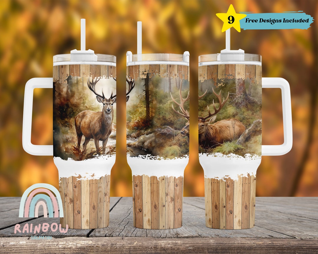 Forest Elk 40oz Tumbler Wrap Elk Tumbler Design 40oz Tumbler Etsy