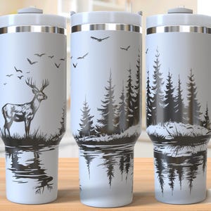 Deer Hunting 40oz Tumbler Laser Engraving Wrap, Buck Hunting Tumbler Wrap Svg, Laser Engraved Svg, Laser Engraving Svg, SVG For Laser Rotary