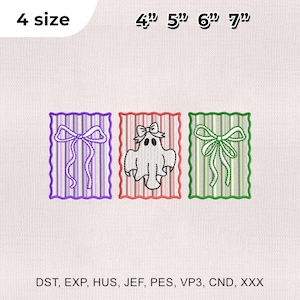 4 Size Halloween Ghost Bow Embroidery Design,Cute Halloween Embroidery Design, Ghost Embroidery Design, Embroidery Machines File