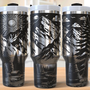 Mountain Tumbler Laser Svg, Nature 40oz Tumbler Full Wrap Laser Svg, Laser Engraved Svg, Tumbler Laser File, Laser Svg For Tumbler