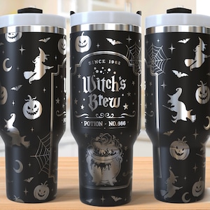 Vaso de brebaje de bruja SVG láser, vaso de 40 oz de bruja con envoltura completa SVG láser, Halloween SVG grabado con láser, archivo láser para vaso, SVG láser para vaso