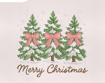 4 Size Merry Christmas Embroidery Design, Christmas Embroidery Design, Christmas Trees Embroidery File, Embroidery Machines File