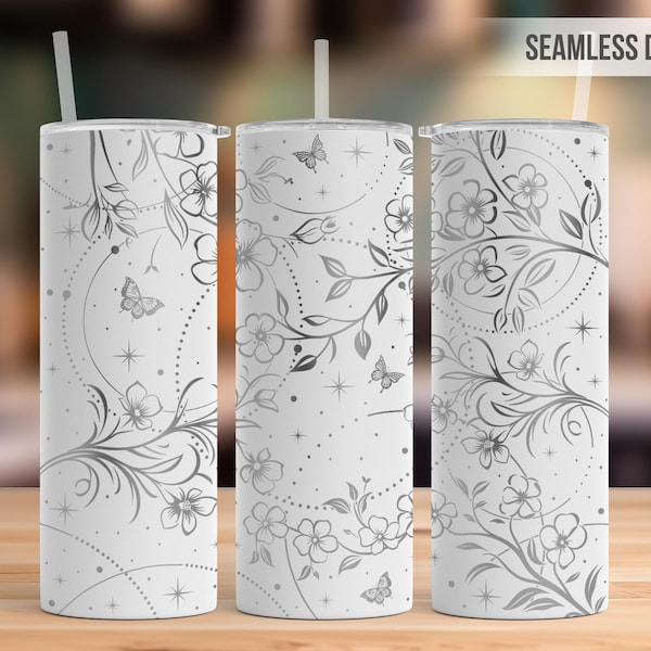 Boho Flowers 20oz Skinny Tumbler Laser Engraving Wrap, Flower Tumbler Wrap Svg, Laser Engraved Svg, Laser Engraving Svg,SVG For Laser Rotary