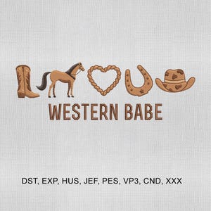 5 Size Western Babe Embroidery Design, Cowgirl Embroidery Design,Western Embroidery Design, Embroidery Machines File