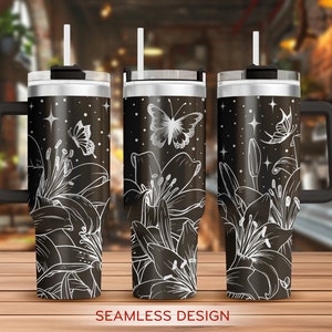 Lilies Flower Tumbler Laser Svg, Lily 40oz Tumbler Full Wrap Laser Svg, Flower Laser Engraved Svg, Tumbler Laser File, Laser Svg For Tumbler