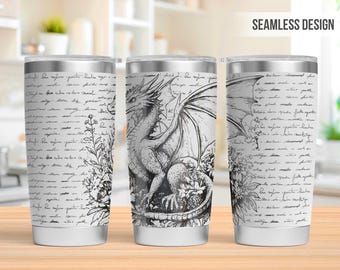 Dragon 20oz Tumbler Laser Engraving Wrap, Dragon Tumbler Wrap Svg, 20oz Laser Engraved Svg, Laser Engraving Svg,SVG For Laser Rotary