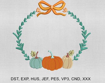 5 Size Pumpkins Vine Frame with Bow Embroidery Design,Fall Monogram Frame Embroidery File,Pumpkin Embroidery Design,Embroidery Machines File