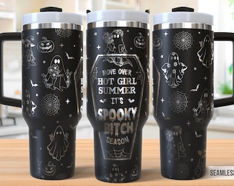 Spooky Bitch Tumbler Laser Svg, Halloween 40oz Tumbler Full Wrap Laser Svg, Laser Engraved Svg, Tumbler Laser File, Laser Svg For Tumbler