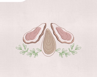 Diseño de bordado de laurel ostra en 4 tamaños, diseño de bordado de laurel, archivo de bordado de ostra, archivo para máquinas de bordar