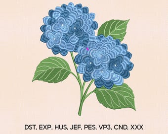 4 Size Hydrangea Flower Embroidery Design, Hydrangea Embroidery Design, Flower Embroidery File, Embroidery Machines File