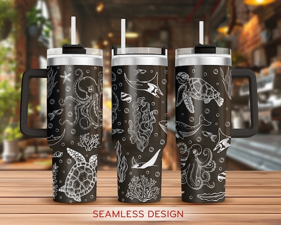 Turtle Tumbler Laser Svg, Ocean 40oz Tumbler Full Wrap Laser Svg