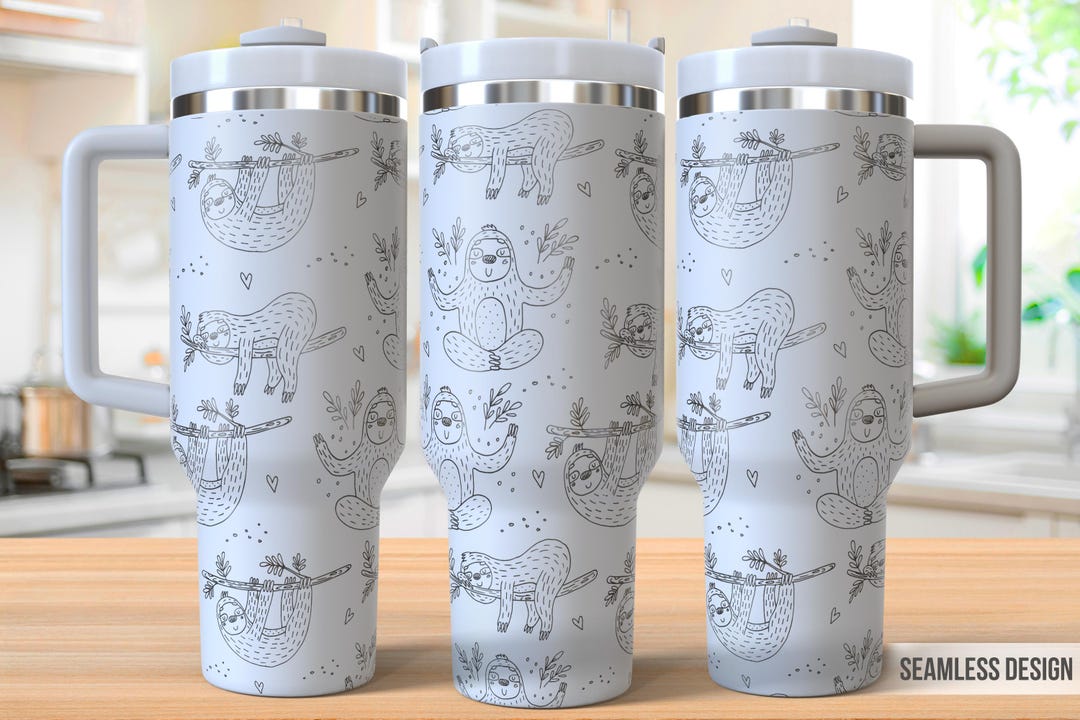 Sloth Tumbler Laser Svg, Hanging Sloth 40oz Tumbler Full Wrap Laser Svg ...