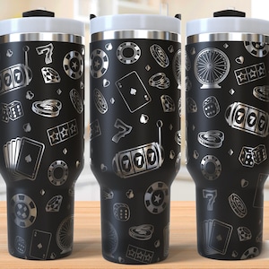 Kasino 40oz Tumbler Lasergravur Wrap, Kasino Tumbler Wrap SVG, Poker Laser gravierte svg, Lasergravur svg, SVG für Laser Rolling