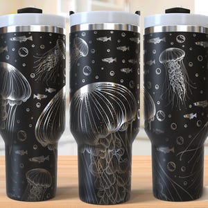 Jellyfish Tumbler Laser Svg, Ocean 40oz Tumbler Full Wrap Laser Svg, Laser Engraved Svg,Tumbler Laser File,Laser Svg For Tumbler