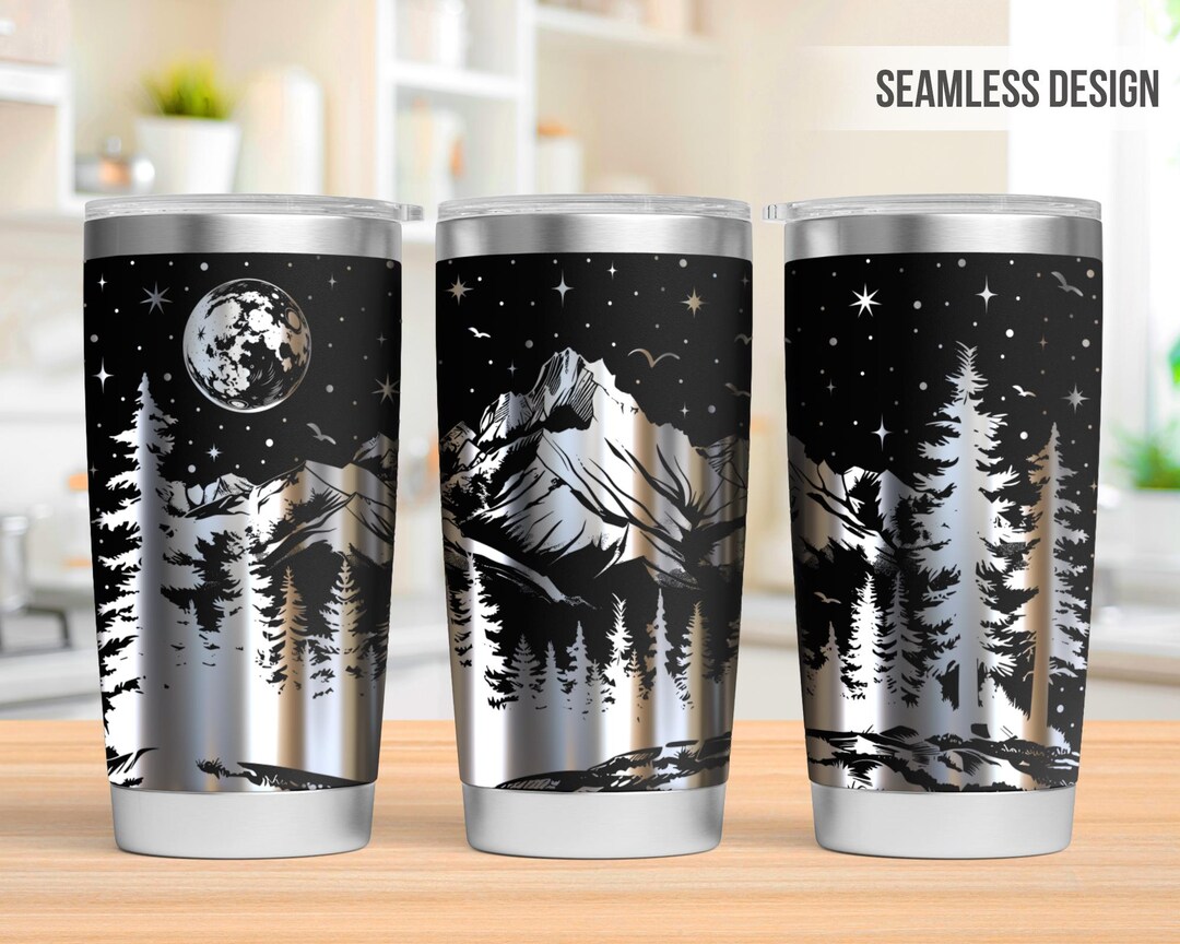 Mountain Tumbler Laser Svg, Nature 20oz Tumbler Full Wrap Laser Svg