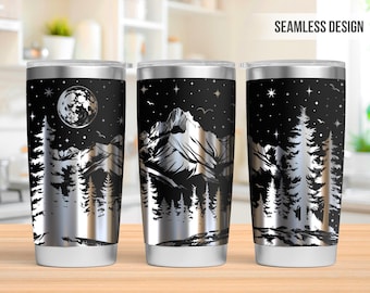 Mountain Tumbler Laser Svg, Nature 20oz Tumbler Full Wrap Laser Svg, Laser Engraved Svg, Tumbler Laser File, Laser Svg For Tumbler