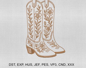 4 Size Western Cowgirl Boots Embroidery Design,Cowgirl Boots Embroidery Design,Western Embroidery Design, Embroidery Machines File