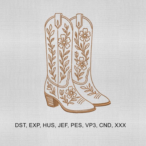 4 Size Western Cowgirl Boots Embroidery Design,Cowgirl Boots Embroidery Design,Western Embroidery Design, Embroidery Machines File