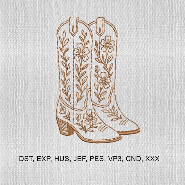 4 Size Western Cowgirl Boots Embroidery Design,Cowgirl Boots Embroidery Design,Western Embroidery Design, Embroidery Machines File
