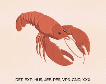 4 Sizes Lobster Embroidery Design, Seafood Italian Summer The Market Embroidery Design, Machine Embroidery File, Embroidery Machines File