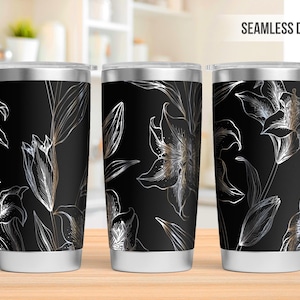 Lilies 20oz Tumbler Laser Engraving Wrap, Seamless Flower Tumbler Wrap Svg, 20oz Laser Engraved Svg,Laser Engraving Svg,SVG For Laser Rotary