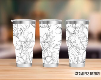 Plumeria 30oz Tumbler Laser Engraving Wrap, Flower Tumbler Wrap Svg, Laser Engraved Svg, Laser Engraving Svg, SVG For Laser Rotary