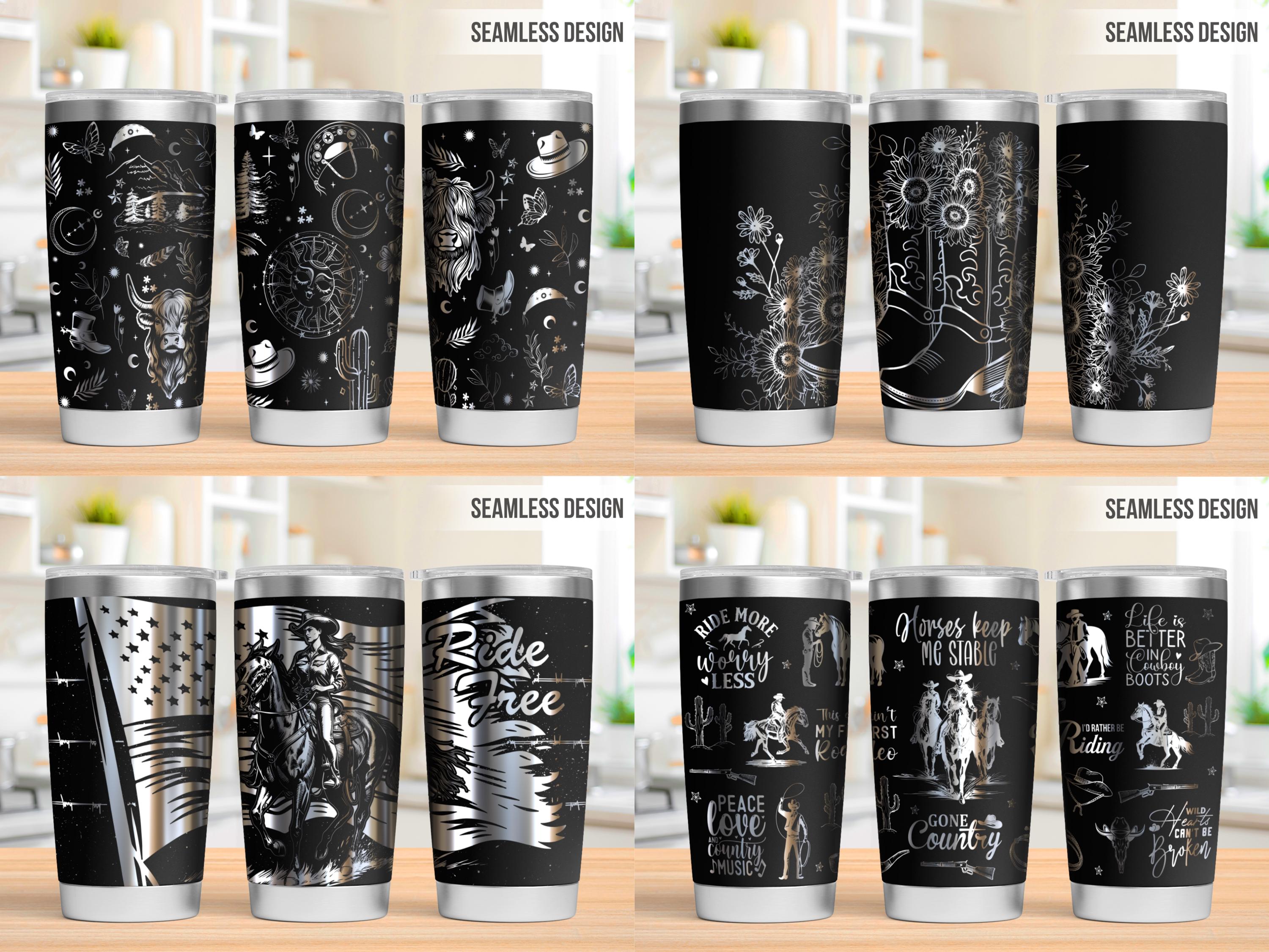 Western Cowboy Tumbler Laser Svg Bundle, Cowgirl 20oz Tumbler Full Wrap ...