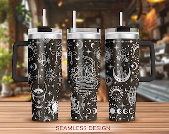 Celestial Tumbler Laser Svg, Moon & Crystal 40oz Tumbler Full Wrap Laser Svg, Laser Engraved Svg,Tumbler Laser File,Laser Svg For Tumbler
