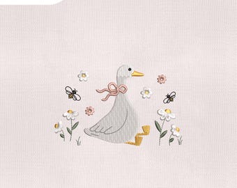 4 Size Cute Goose Embroidery Design, Cottagecore Embroidery Design, Baby Goose Embroidery, Embroidery for Baby, Embroidery Machines File
