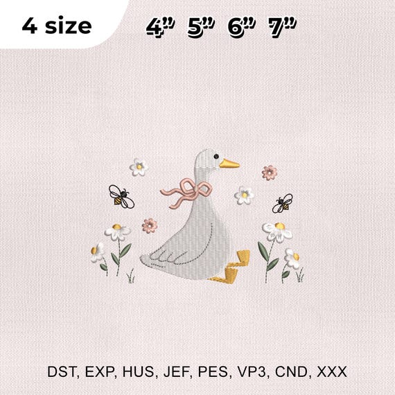 5 Size Cute Goose Embroidery Design, Cottagecore Embroidery Design, Baby Goose Embroidery, Embroidery for Baby, Embroidery Machines File