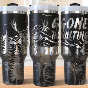 Deer Hunting 40oz Tumbler Laser Engraving Wrap, Gone Hunting Tumbler Wrap Svg, Laser Engraved Svg, Laser Engraving Svg, SVG For Laser Rotary