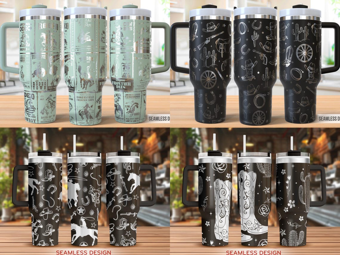 Western Cowboy Tumbler Laser Svg Bundle, Cowgirl 40oz Tumbler Full Wrap ...