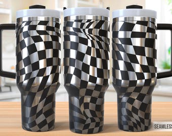 Checkered Pattern Laser Svg, Retro Pattern 40oz Tumbler Full Wrap Laser Svg, Laser Engraved Svg, Tumbler Laser File, Laser Svg For Tumbler